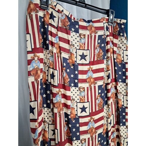 Sharon Young Cowgirl Western American Patriotic Maxi Skirt 14 Cowboy - Picture 4 of 12